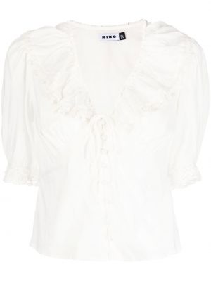 V-hals bluse Rixo hvit