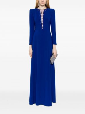Sukienka wieczorowa z kryształkami z krepy Jenny Packham niebieska