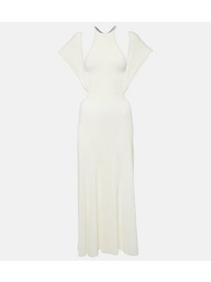 Μάλλινη μάξι φόρεμα Chloé λευκό