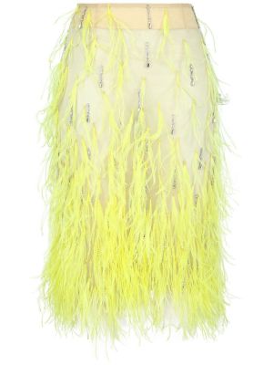 Tylová midi sukňa s perím Des Phemmes žltá