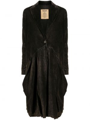 Aksamitny płaszcz z przetarciami Uma Wang brązowy