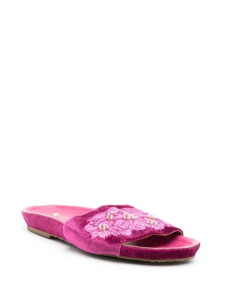 Sandalias con bordado de flores Amir Slama rosa
