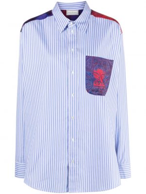 Seiden hemd aus baumwoll mit print Pierre-louis Mascia blau