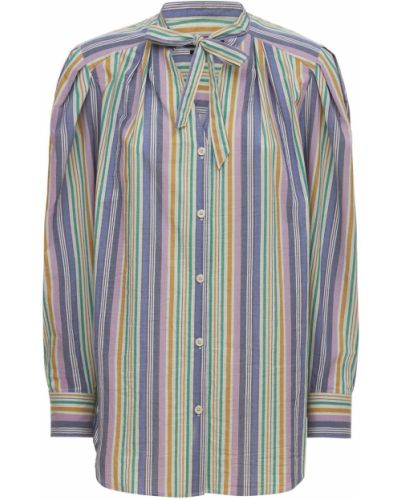 Pruhovaná bavlněná košile Isabel Marant fialová
