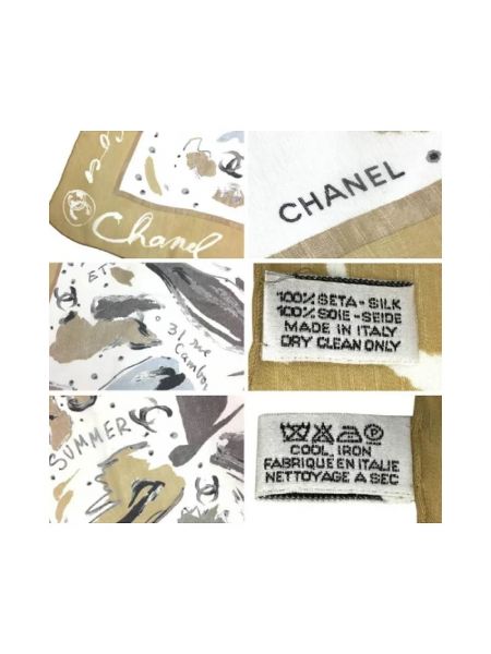 Bufanda de seda Chanel Vintage beige