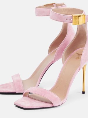 Semišové sandále Balmain ružová