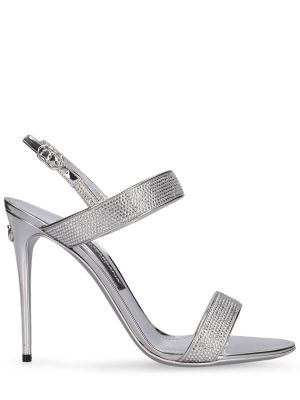 Sandali di pelle con cristalli Dolce & Gabbana argento