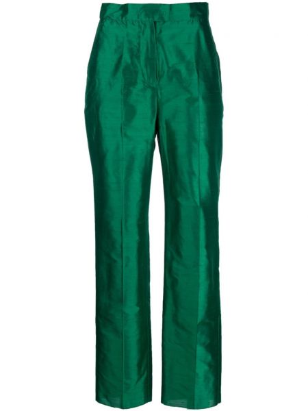 Pantalon taille haute en soie Max Mara vert