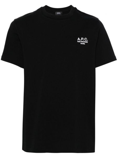 Medvilninis siuvinėtas marškinėliai A.p.c. juoda