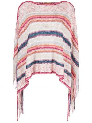 Плетена туника с ресни на райета Missoni розово