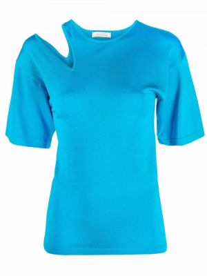 Viskózové tričko s krátkými rukávy Nina Ricci - modrá