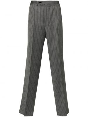 Pruhované vlněné rovné kalhoty Canali šedé