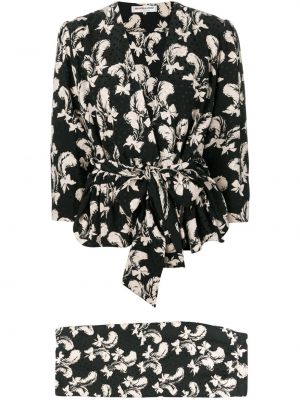 Falda con plumas de plumas Yves Saint Laurent Pre-owned negro