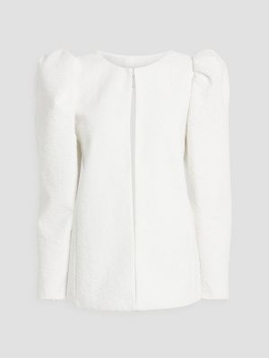 Твидовый пиджак из смесового хлопка CAROLINA HERRERA белый