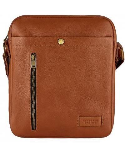 Шкіряна сумка на блискавці Vittorio Safino, коричнева