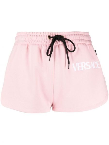 Pantaloni scurți din bumbac cu imagine Versace - roz