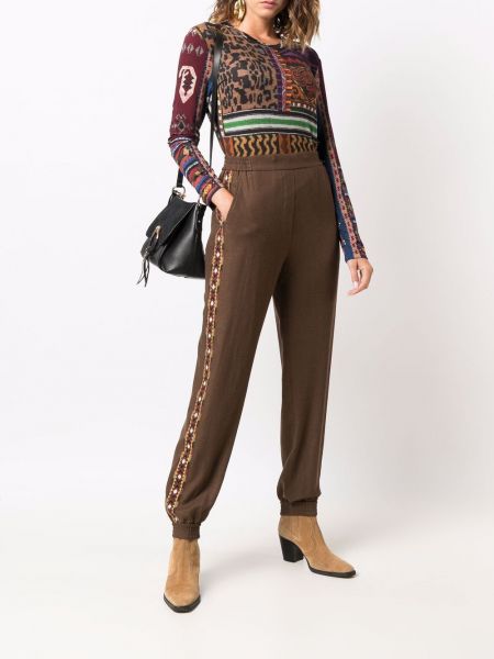 Pantalones con bordado con estampado geométrico Etro marrón