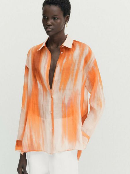 Блузка с принтом Massimo Dutti оранжевая