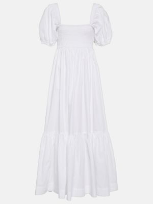 Βαμβακερή μάξι φόρεμα Ganni λευκό