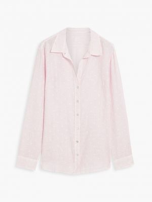 Льняная рубашка в горошек 120% Lino розовая
