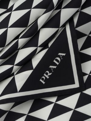 Echarpe en soie à imprimé à motif géométrique Prada