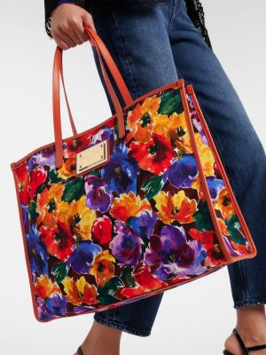 Geantă shopper cu model floral Dolce&gabbana