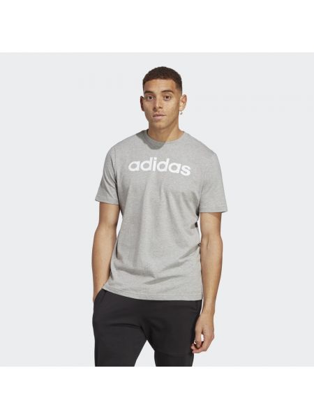 Haftowana koszulka z dżerseju Adidas szara