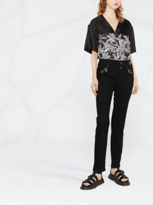 Kalhoty skinny fit s přezkou Versace Jeans Couture černé