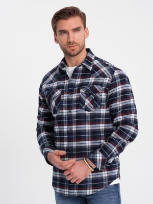 Фланелена карирана риза с джобове Ombre