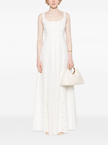 Sukienka długa koronkowa Alberta Ferretti biała