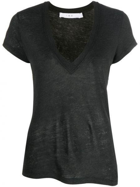 T-krekls ar v veida izgriezumu Iro melns
