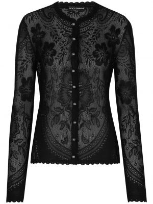 Spitzen geblümt strickjacke mit geknöpfter Dolce & Gabbana schwarz