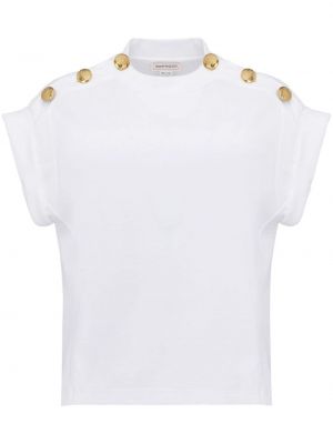 T-shirt à boutons en coton Alexander Mcqueen blanc
