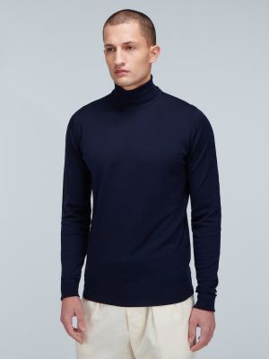 Vilnas džemperis ar augstu apkakli John Smedley zils
