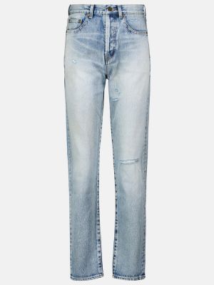 Slim fit skinny fit džínsy s vysokým pásom Saint Laurent modrá
