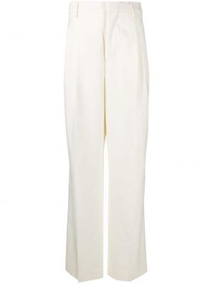 Plisované voľné vlnené nohavice Ami Paris biela
