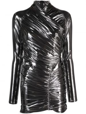 Sukienka koktajlowa drapowana Ferragamo srebrna