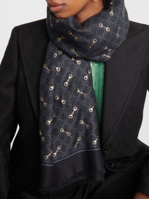 Шелковый шарф Gucci черный