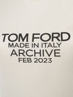 Tricou de mătase cu imagine Tom Ford alb