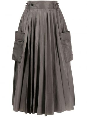 Plisovaná midi sukňa Sacai sivá