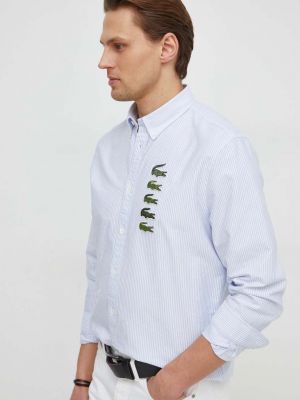 Péřová bavlněná košile s knoflíky Lacoste bílá