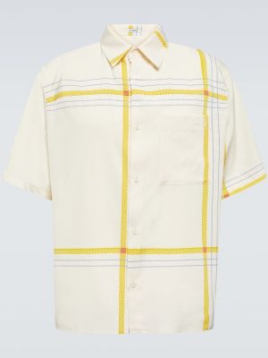 Карирана памучна копринена риза Loewe бежово