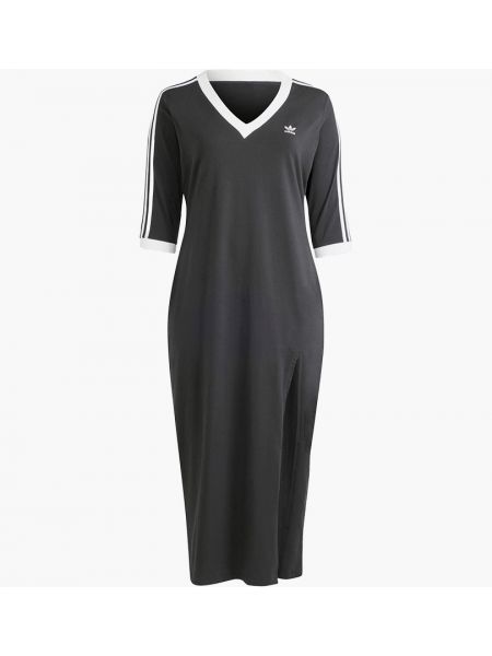 Смугаста довга сукня з v-подібним вирізом Adidas чорна