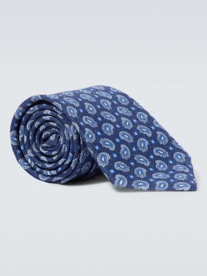 Svilena kravata s paisley potiskom Brioni modra
