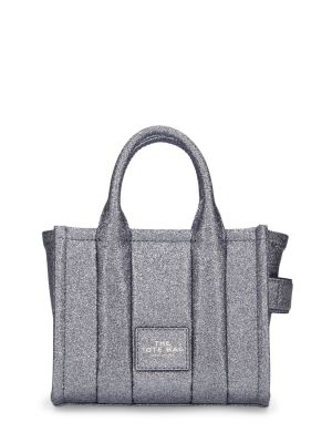 Usnjena nakupovalna torba Marc Jacobs srebrna