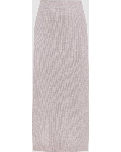 Меланжевая шелковая шерстяная юбка Brunello Cucinelli серая