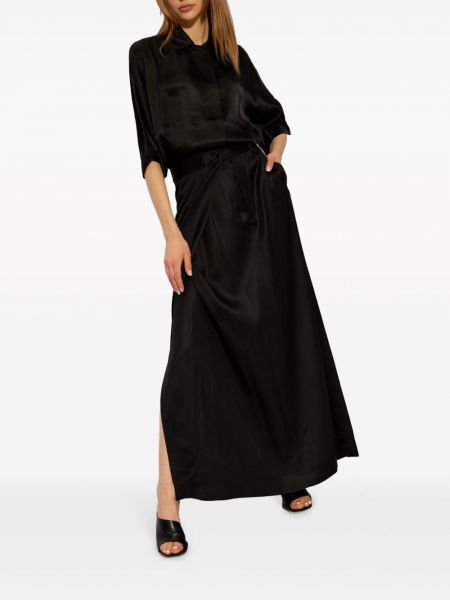 Satynowa długa spódnica Mm6 Maison Margiela czarna