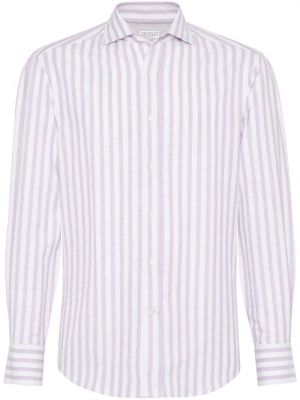 Chemise en coton à rayures Brunello Cucinelli violet