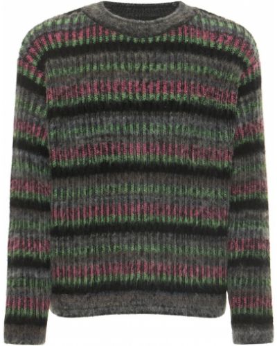 Moherowy sweter w paski z nadrukiem Agr