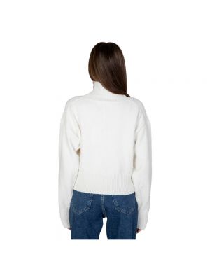 Jersey cuello alto con cuello alto de tela jersey Calvin Klein Jeans blanco